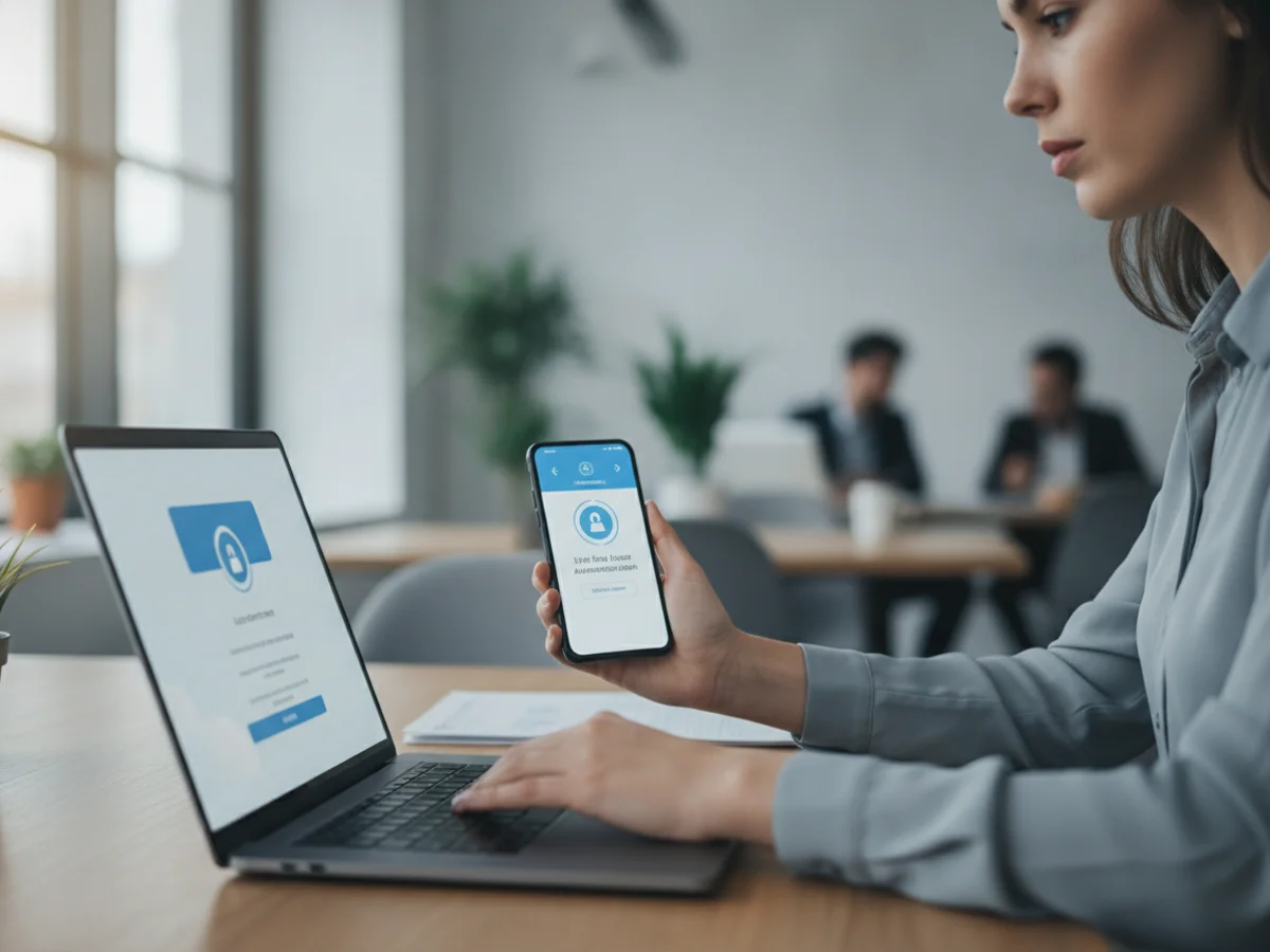 Professionnelle validant sa double authentification sur smartphone