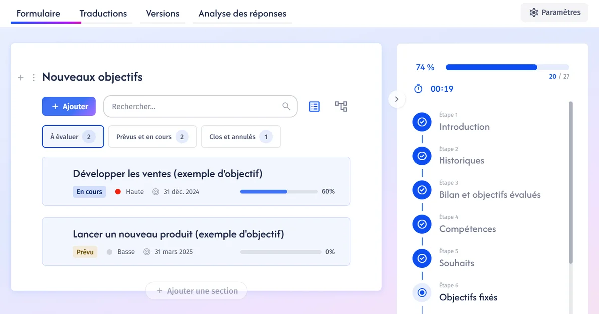 Moteur de formulaires pour créer tout type d'entretien dans Teedia